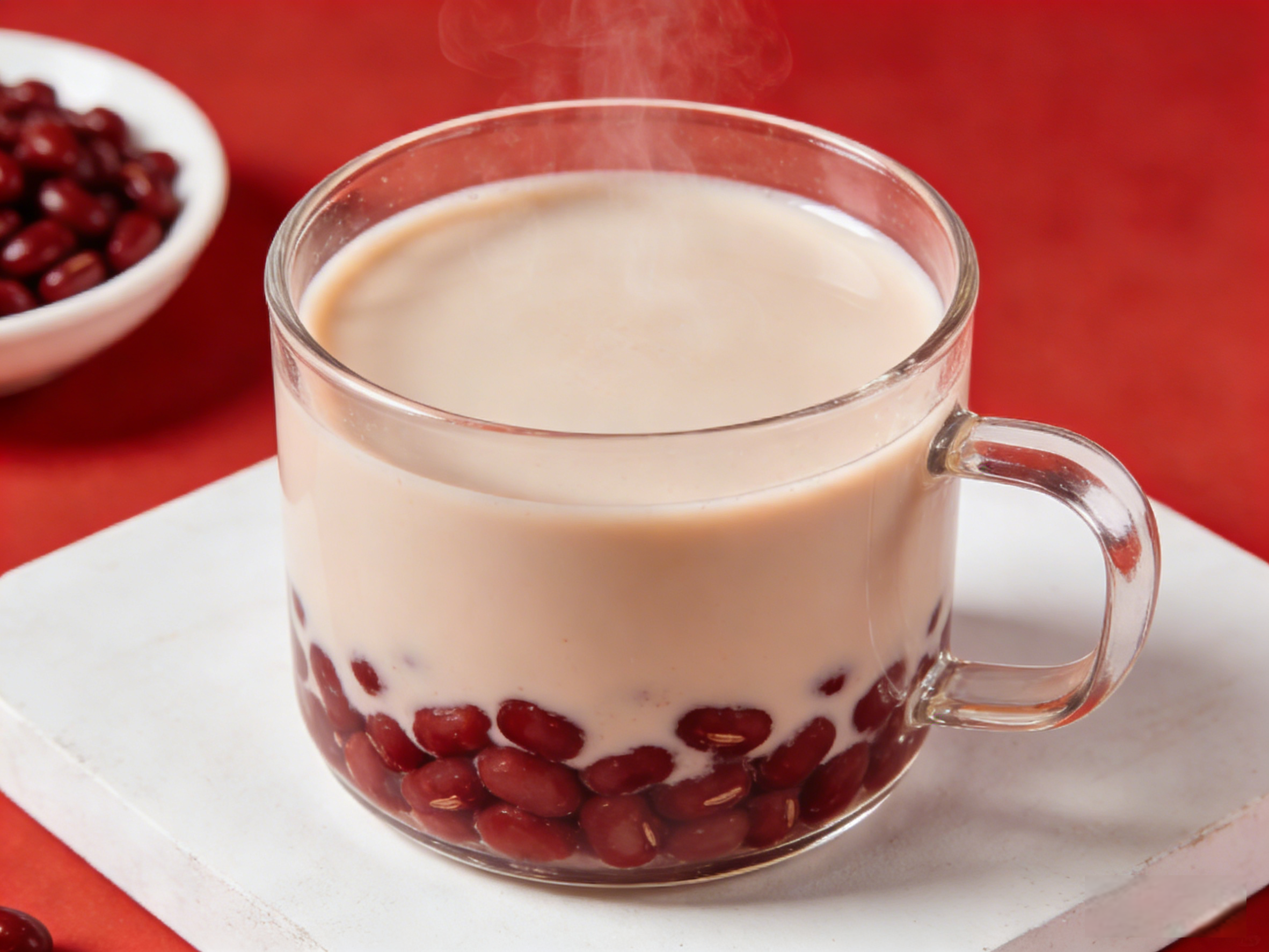 Hot Red Bean Milk Tea